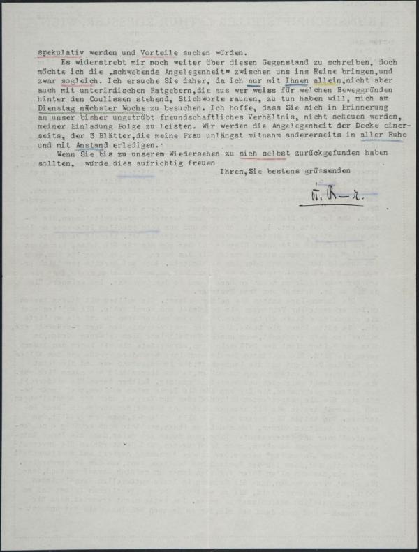 Typewritten letter from Arthur Roessler to Egon Schiele Bild 2