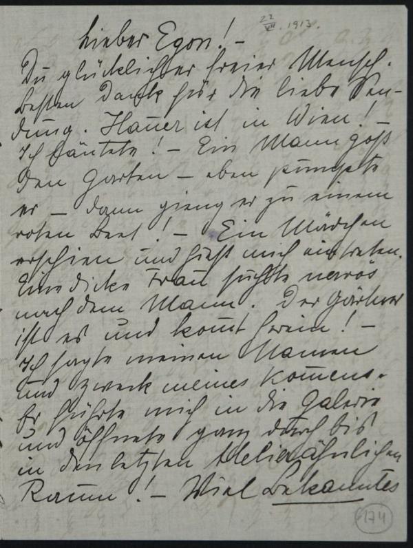 Letter from Anton Peschka to Egon Schiele 