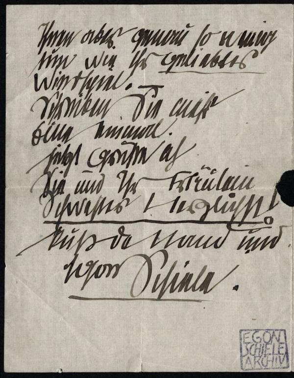 Brief von Egon Schiele an Adele Harms Bild 2