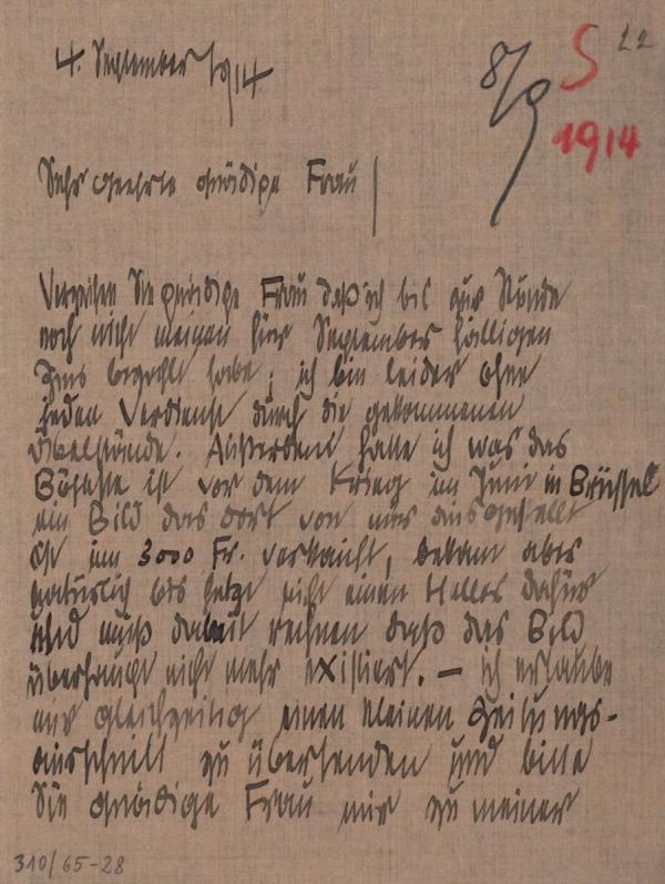 Brief von Egon Schiele an Rosa Kuntschik 