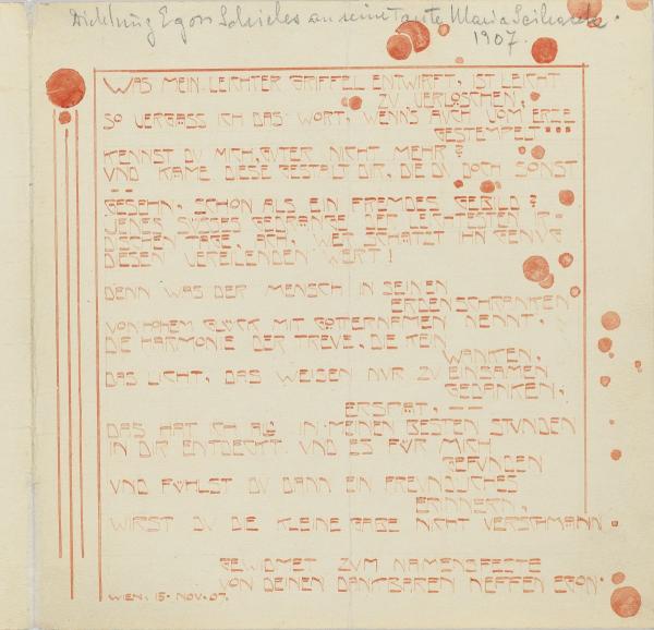 Zeichnung mit Widmung von Egon Schiele für Marie Czihaczek Bild 2