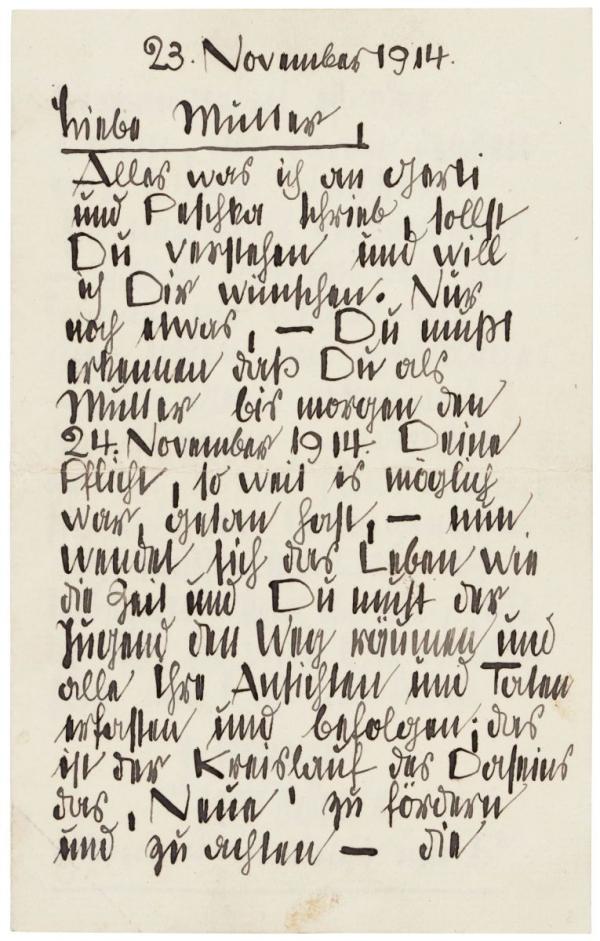 Brief von Egon Schiele an Marie Schiele 