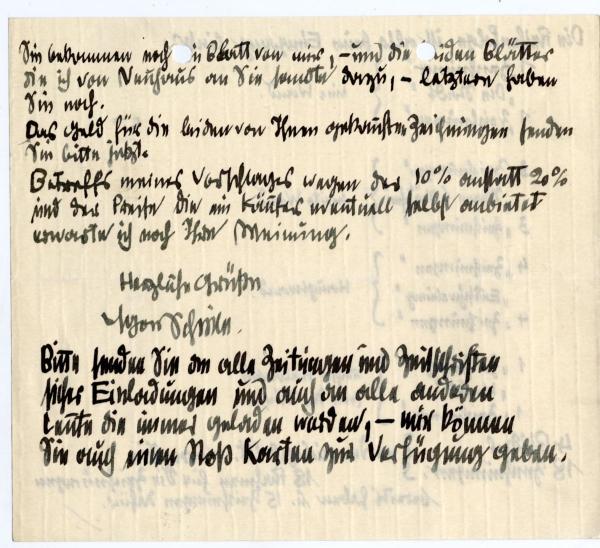 Brief von Egon Schiele an Guido Arnot mit einem Hängeplan für die Ausstellung Bild 4