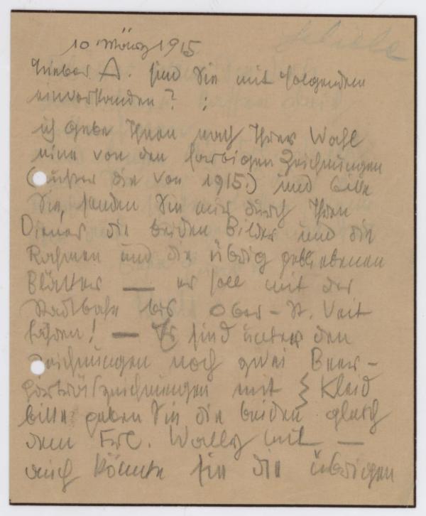 Letter from Egon Schiele to Guido Arnot 