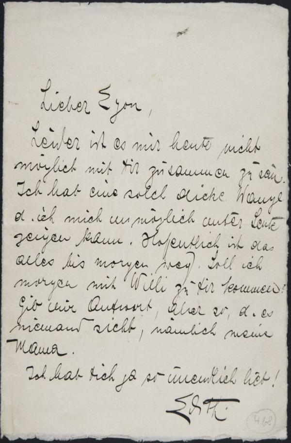 Brief von Edith Harms an Egon Schiele