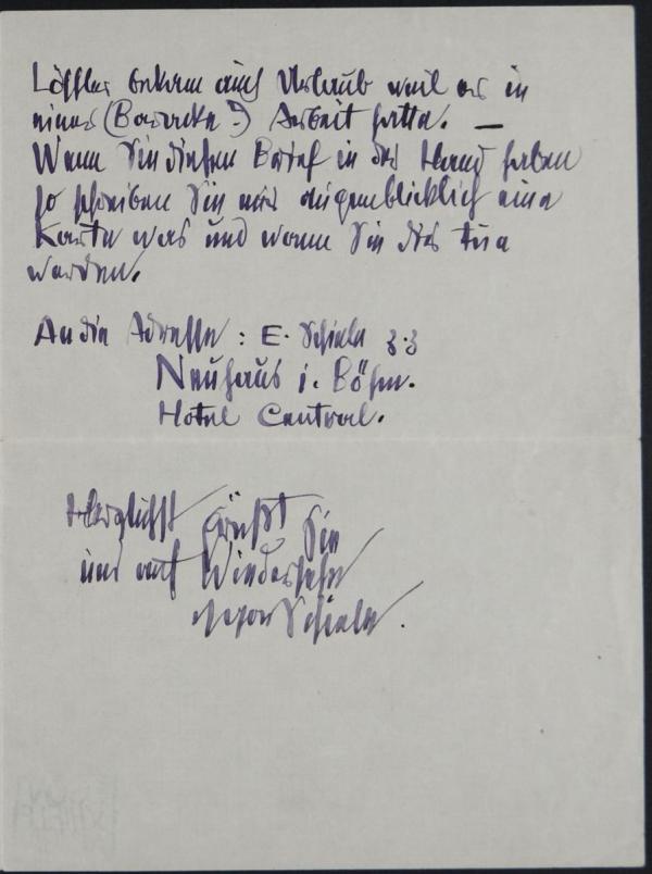 Letter from Egon Schiele to Johannes Fischer Bild 2