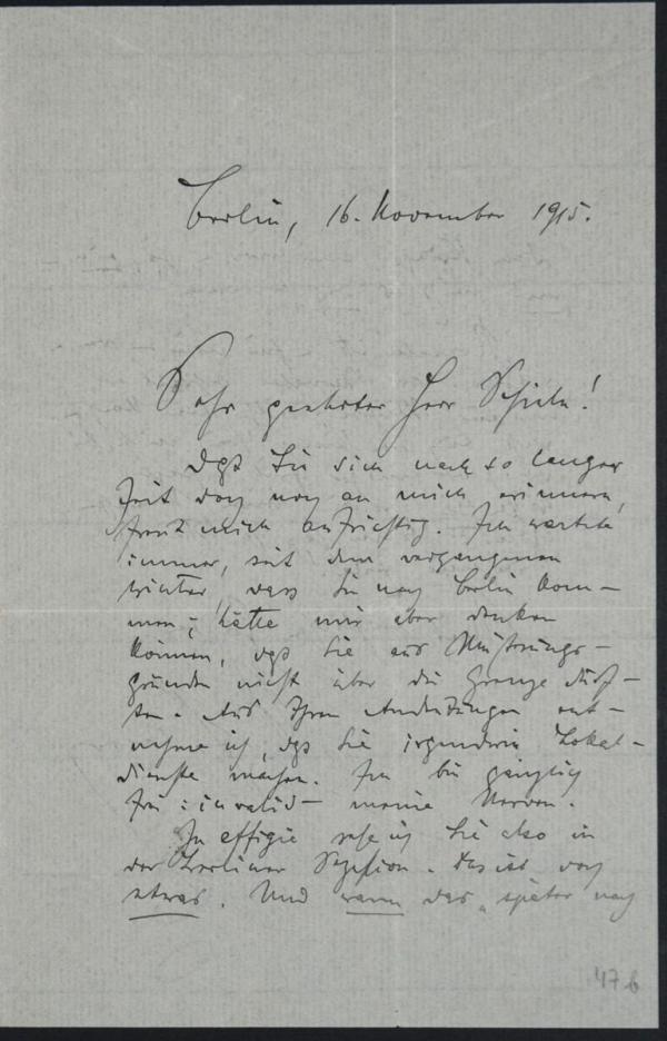 Brief von Karl von Felner an Egon Schiele