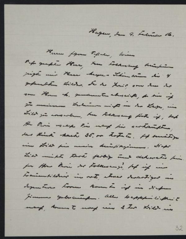 Brief von Paul Stallmann an Egon Schiele 