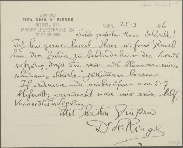 Letter from Heinrich Rieger to Egon Schiele Bild 2