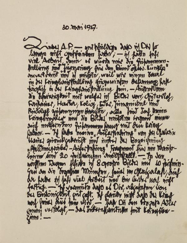 Brief von Egon Schiele an Anton Peschka