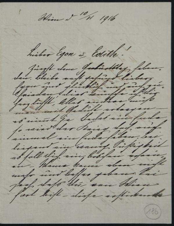 Letter from Marie Schiele to Egon and Edith Schiele