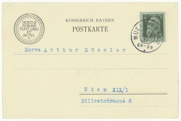 Typewritten postcard from Hans Goltz to Arthur Roessler Bild 2