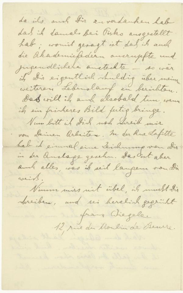 Brief von Franz Wiegele an Egon Schiele Bild 2