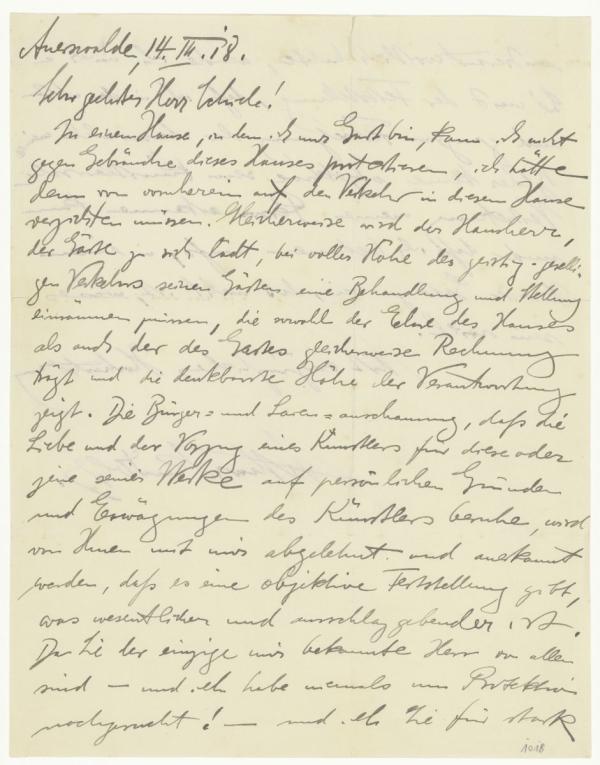 Brief von Arthur Rudolph an Egon Schiele 