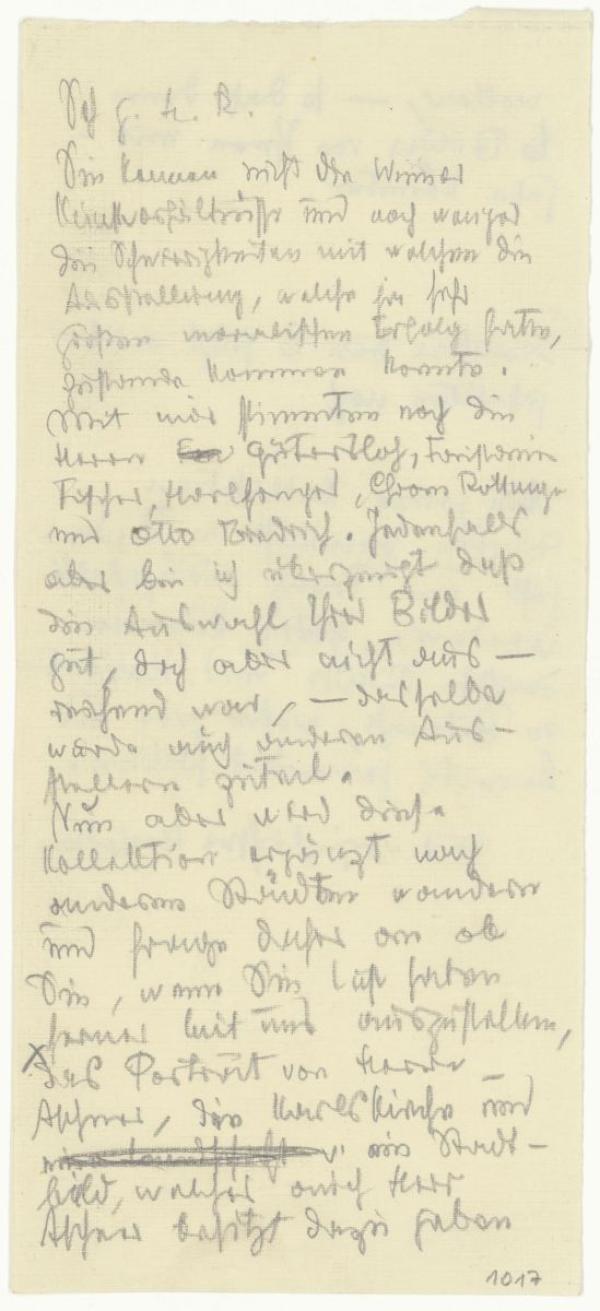 Entwurf eines Briefes von Egon Schiele an Arthur Rudolph 
