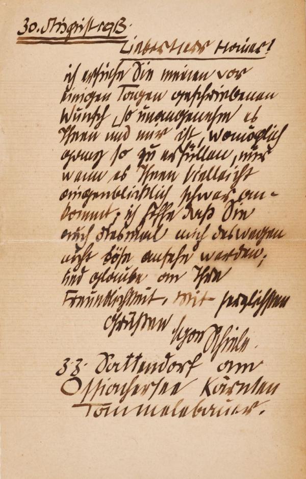 Letter from Egon Schiele to Franz Hauer 