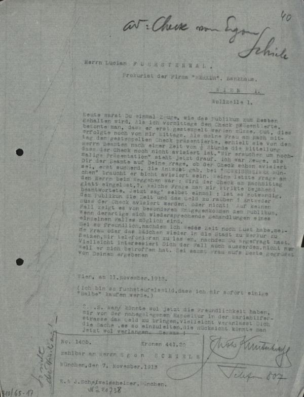 Typewritten letter from Moritz Otto Kuntschik to Lucian Fürstental 