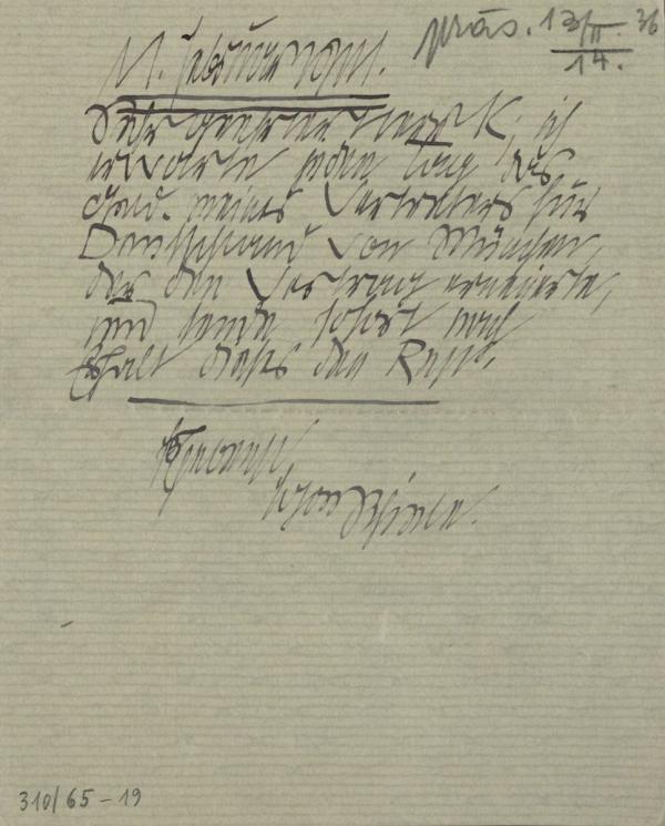 Letter from Egon Schiele to Moritz Otto Kuntschik 