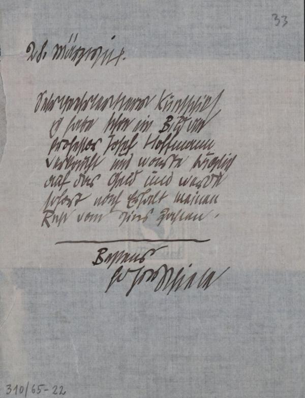 Letter from Egon Schiele to Moritz Otto Kuntschik 