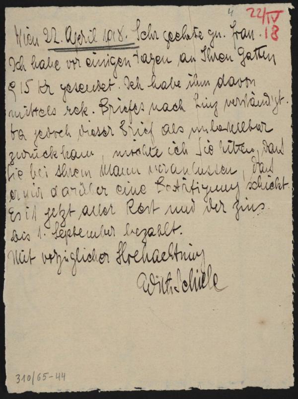 Letter from Edith Schiele to Rosa Kuntschik 