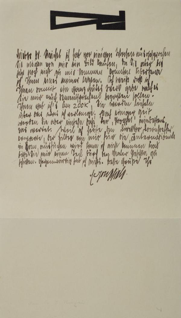 Letter from Egon Schiele to Oskar Reichel 