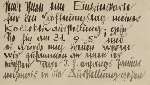 Egon Schiele’s calling card with a message to an unknown recipient 