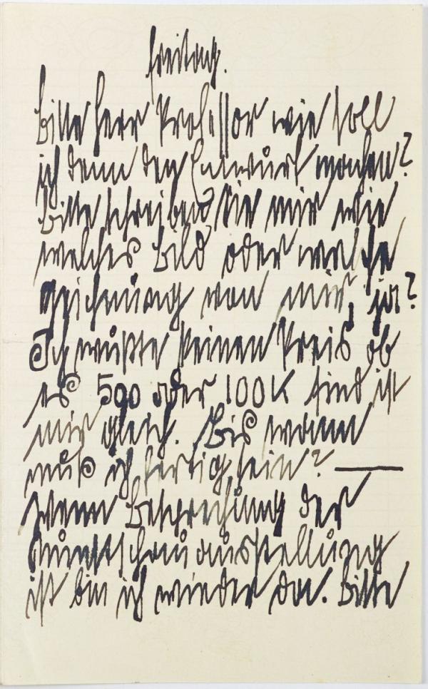 Brief von Egon Schiele an Josef Hoffmann Bild 1