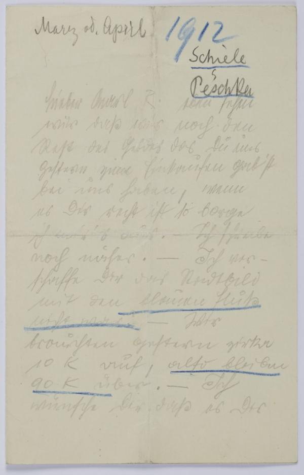 Letter from Egon Schiele and Anton Peschka to Carl Reininghaus 