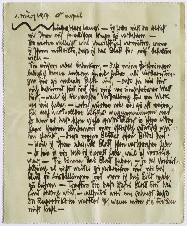 Brief von Egon Schiele an Richard Lányi Bild 1