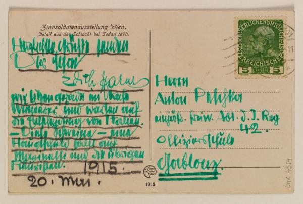 Postkarte von Egon Schiele an Anton Peschka Bild 2
