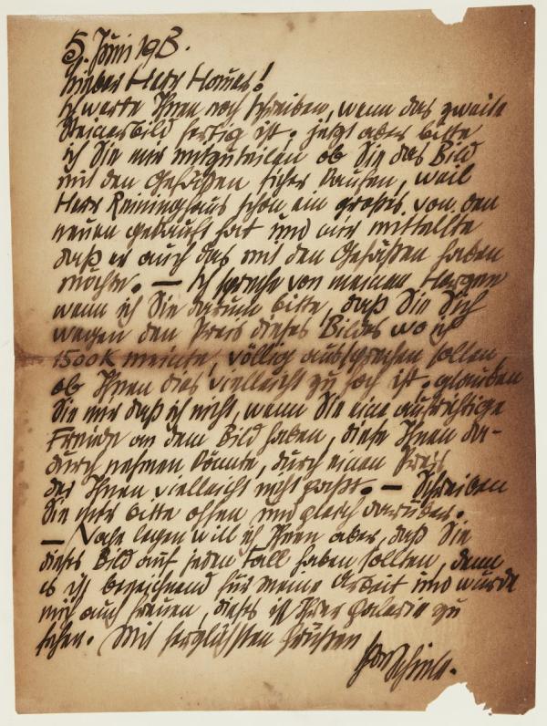 Brief von Egon Schiele an Franz Hauer 