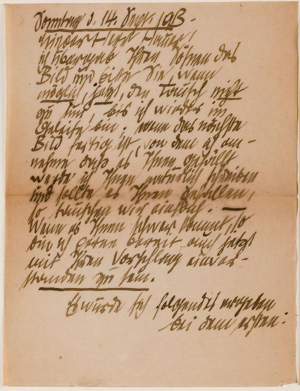 Brief von Egon Schiele an Franz Hauer 