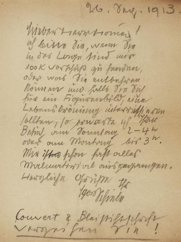 Brief von Egon Schiele an Franz Hauer 