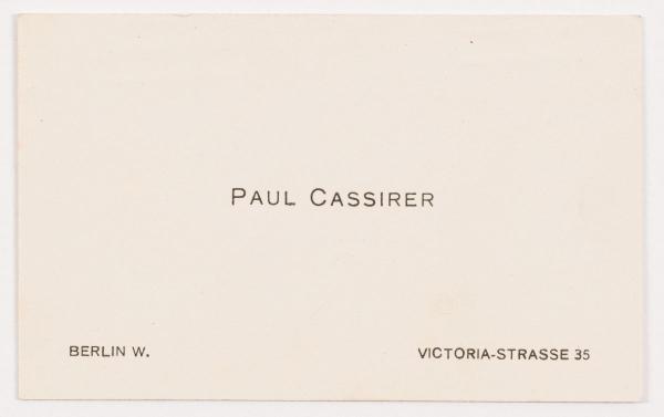 Visitkarte mit Kondolenzschreiben von Paul Cassirer an Marie Schiele zum Tod von Egon Schiele 