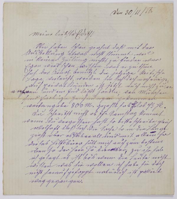 Brief von Josefine Harms an Edith Schiele 