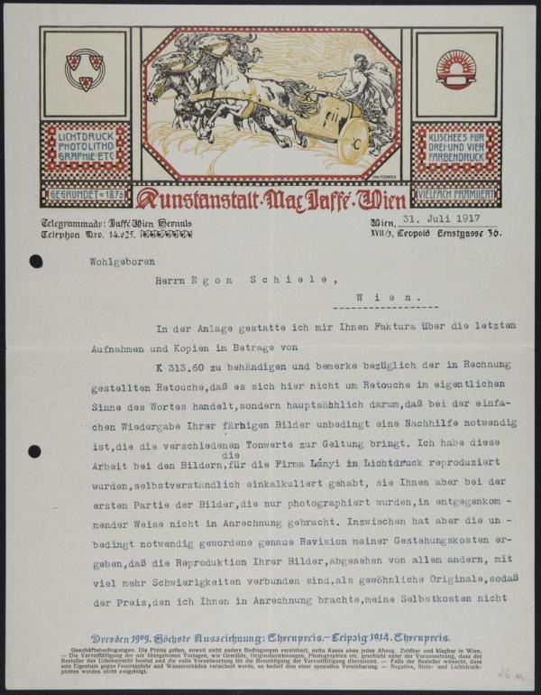 Typewritten letter from Max Jaffé to Egon Schiele 