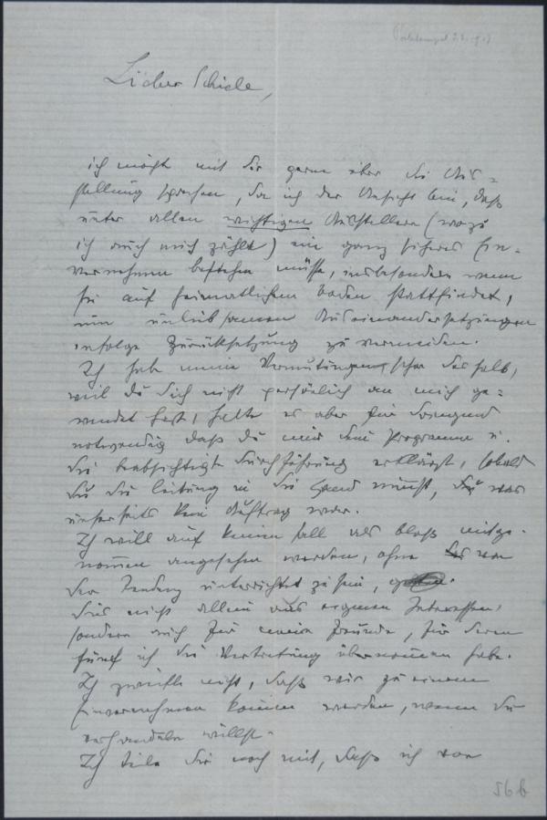 Brief von Anton Faistauer an Egon Schiele 