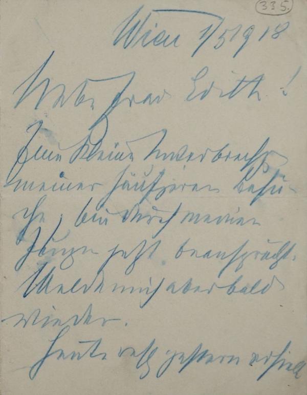 Brief von Carl Reininghaus an Edith Schiele 