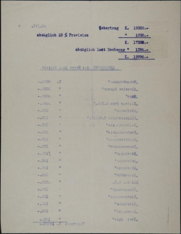 Maschinenschriftlicher Brief von Rudolf Lechner/Wiener Secession inkl. Abrechnung an Egon Schiele Bild 3