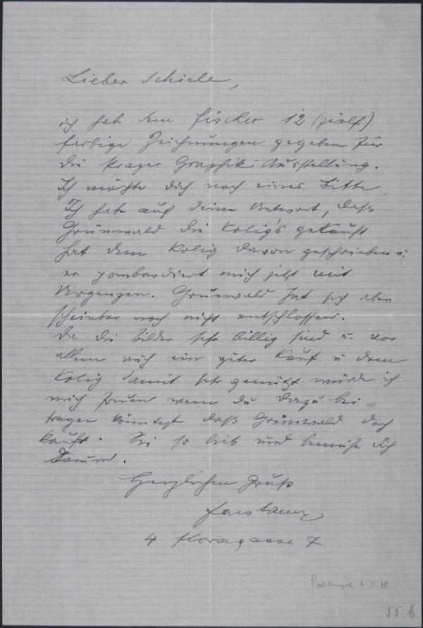 Letter from Anton Faistauer to Egon Schiele 