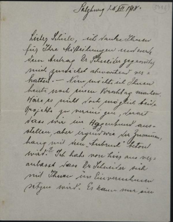Letter from Felix Albrecht Harta to Egon Schiele 