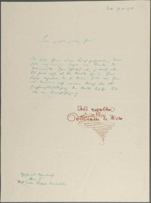 Letter from Gustinus Ambrosi to Marie Schiele 