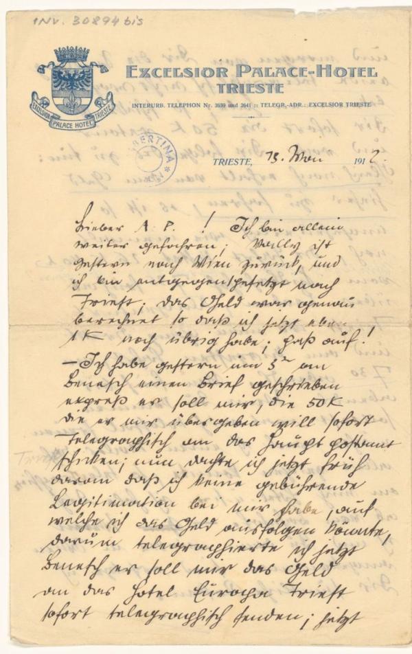 Brief von Egon Schiele an Anton Peschka (Fragment zu ESDA, ID: 108) 
