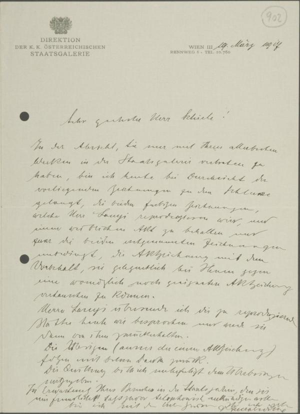 Brief von Franz Martin Haberditzl an Egon Schiele 