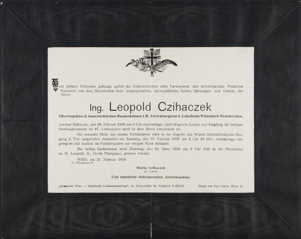 Partezettel von Leopold Czihaczek 