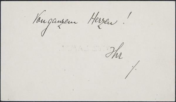 Visitkarte mit Kondolenzschreiben von Fritz Lampl an Egon Schiele zum Tod von Edith Schiele 