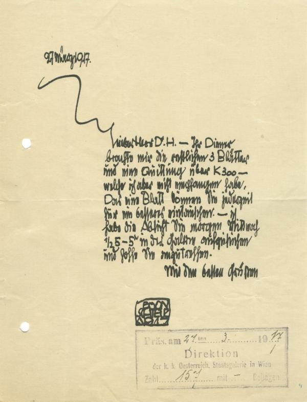 Letter from Egon Schiele to Franz Martin Haberditzl 