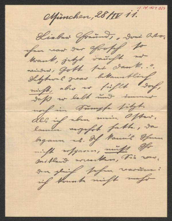 Brief von Wilderich Rheinfelder an Arthur Roessler 