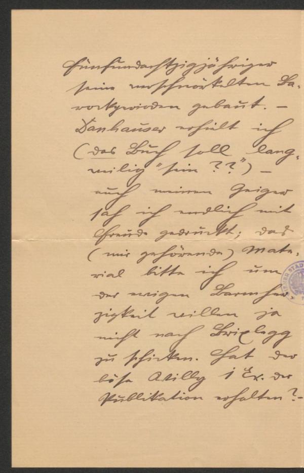 Letter from Wilderich Rheinfelder to Arthur Roessler Bild 2