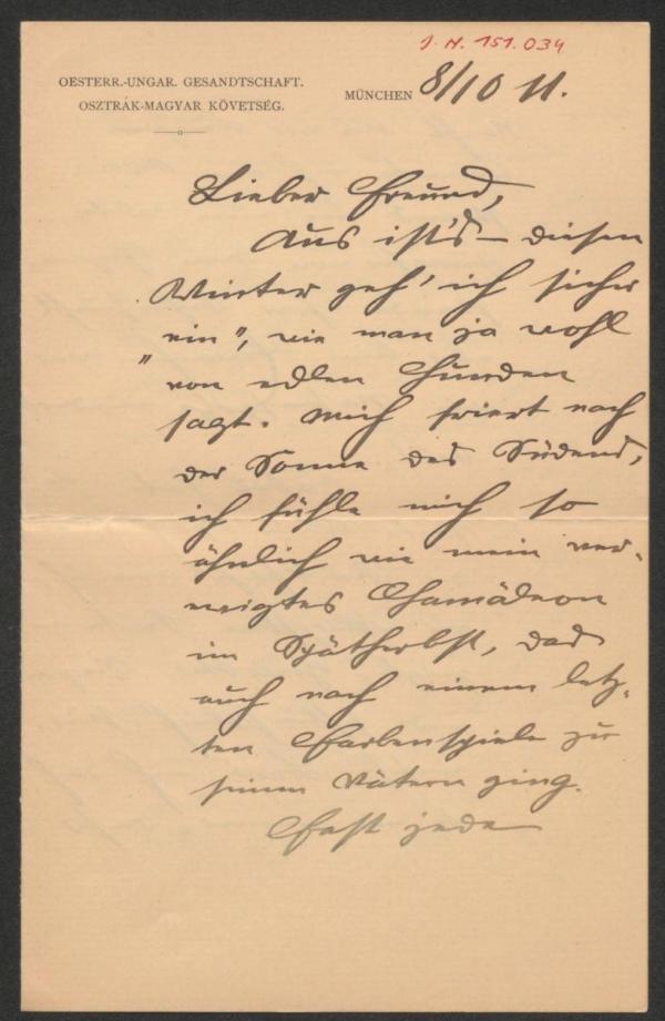 Brief von Wilderich Rheinfelder an Arthur Roessler 